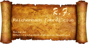 Reichenbach Fabrícius névjegykártya